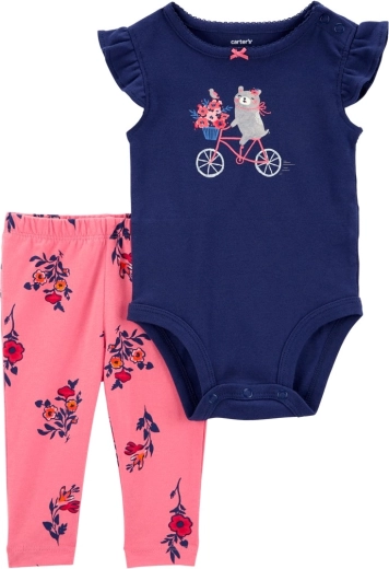 Carter's 2-piece baby set – short-sleeve bodysuit and leggings navy bike (girl) – 6m