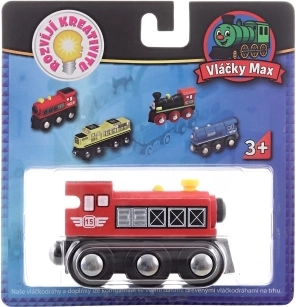 Maxim red wooden steam locomotive
