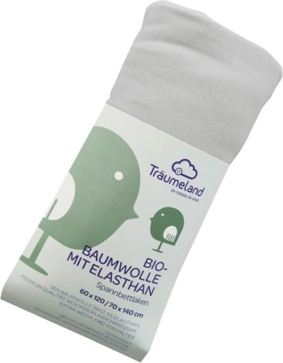 Träumeland fitted sheet made from organic cotton with elastane UNI light grey