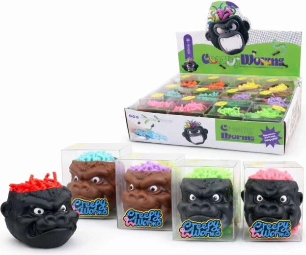 Интерактивна играчка Creepy Worms – маймунска глава със слузести червейчета 6 см