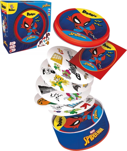 Asmodee Dobble Spider-Man – бърза наблюдателна настолна игра в метална кутия