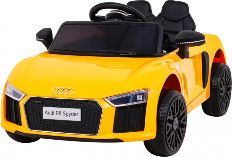 Електрическа детска кола Audi R8 Spyder с акумулатор – жълта с дистанционно управление