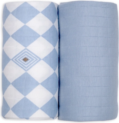 Lodger swaddler made of organic cotton 110 × 110 cm, blue fogg - 2 pieces
