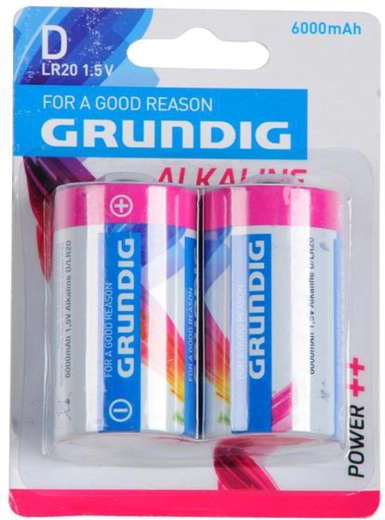 Алкални батерии D LR20 GRUNDIG 6000 mAh, 2 бр.