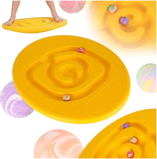 Children's balance board with maze, yellow