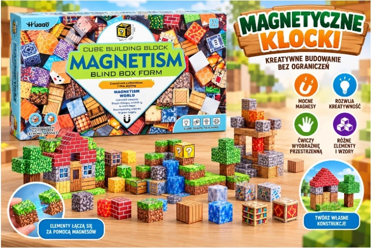 Magnetic Building Blocks with Pixel Motifs