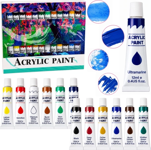 Acrylic Paint Set – 24 Colors, 12 ml