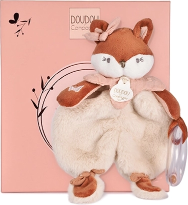 Doudou gift set: plush fox Mina with rattle, 18 cm