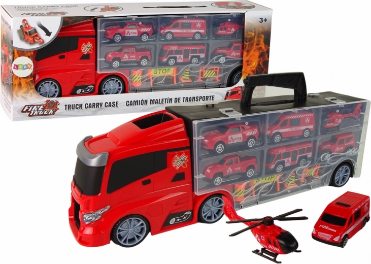 Пожарен камион с ремарке и колички – транспортьор на спасители