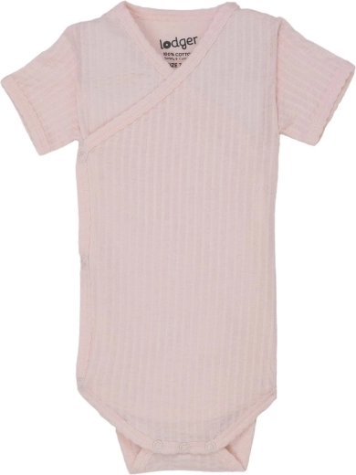 Lodger breathable short-sleeve bodysuit seersucker tan size 80