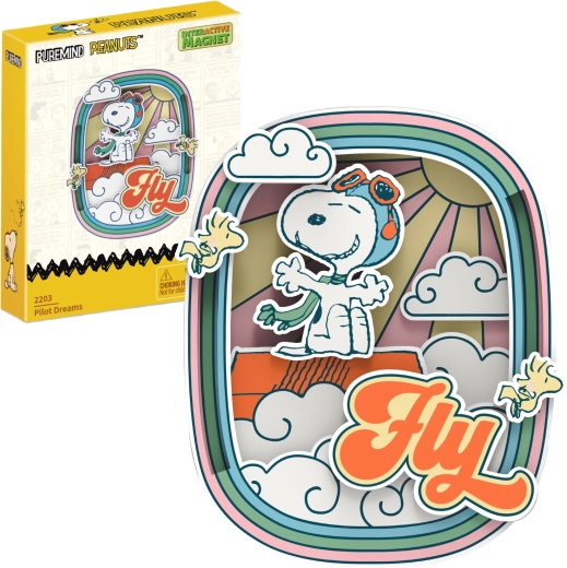 puremind магнитен дървен модел snoopy peanuts fly – 3d diy декорация