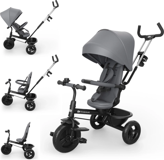 Kinderkraft Aston 2 Plus 6-in-1 tricycle, grey