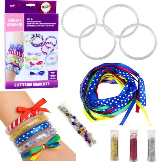 DIY Bracelet-Making Kit with Glitter and Ribbons