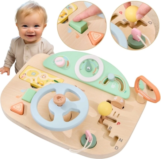 Classic World Wooden Activity Board with Steering Wheel