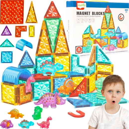 Magnetic Building Set Dinosaurs 45 pcs