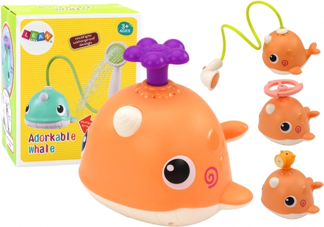 Bath Toy Whale with 3 Attachments Orange