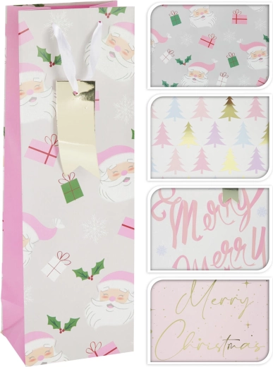 Christmas pink bottle gift bag