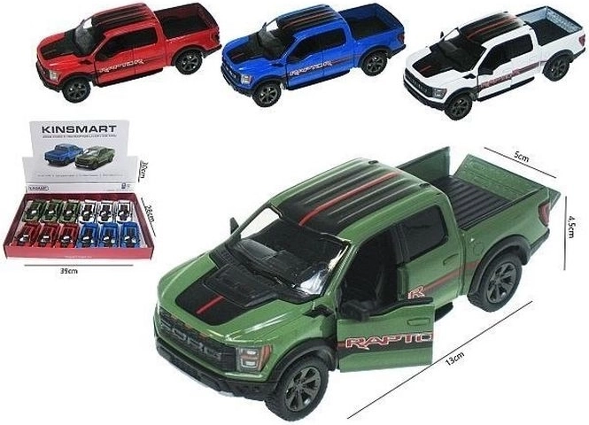 Ford F-150 Raptor 2022 pull-back toy car with opening doors