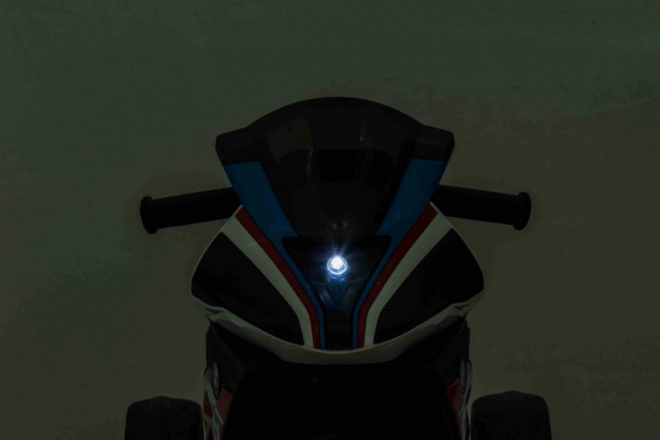 Electric kids' motorcycle BMW HP4, blue, 3 wheels, LED lights, MP3/USB, eco-leather seat