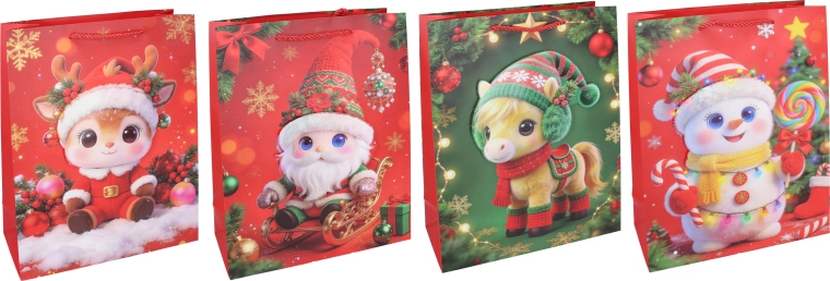 Коледна подаръчна торбичка M 32 × 26 × 10 cm - 1 брой