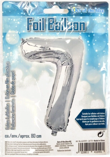 Silver foil balloon number 7, 80 cm
