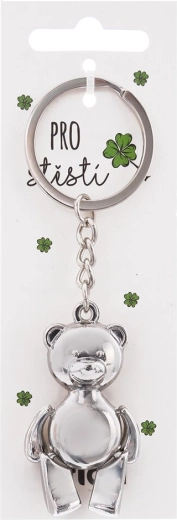 Metal lucky teddy bear keychain
