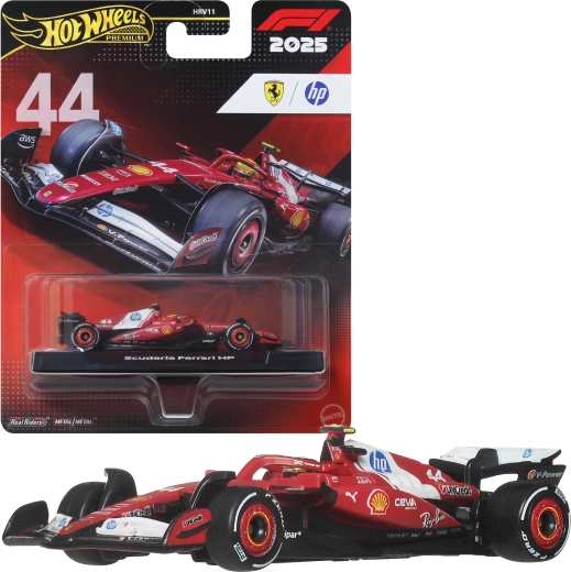 Hot Wheels Premium Формула 1 2025 Scuderia Ferrari HP #44 Lewis Hamilton – модел на кола 1:64 - 1 брой