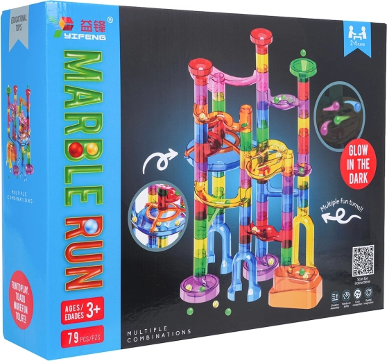 Glow-in-the-dark marble run, 72 pieces