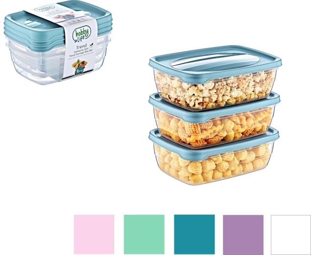 Комплект 3 правоъгълни кутии Trend Box 0,3 л