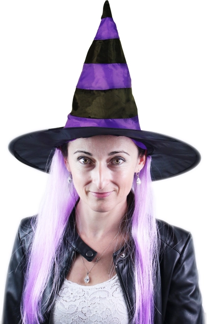 вещерска шапка с лилава коса за възрастни