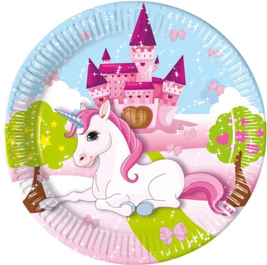 Unicorn Paper Plates 20 cm, 8 pcs