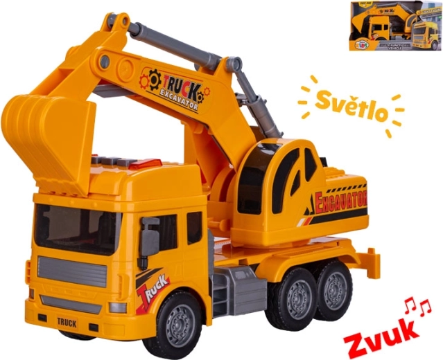 Construction excavator with light and sound, friction-powered, 27 cm