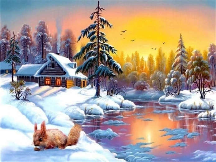 Norimpex Paint by Numbers Squirrel in Winter 40 × 50 cm