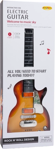 Детска електрическа китара със слушалки и микрофон – Тъмно дърво