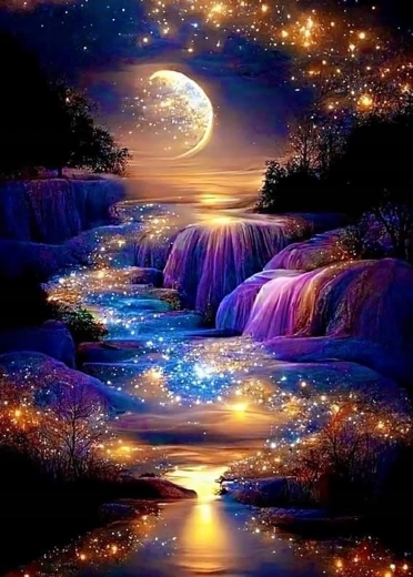 Diamond Painting Moon – Golden Landscape 30 × 40 cm