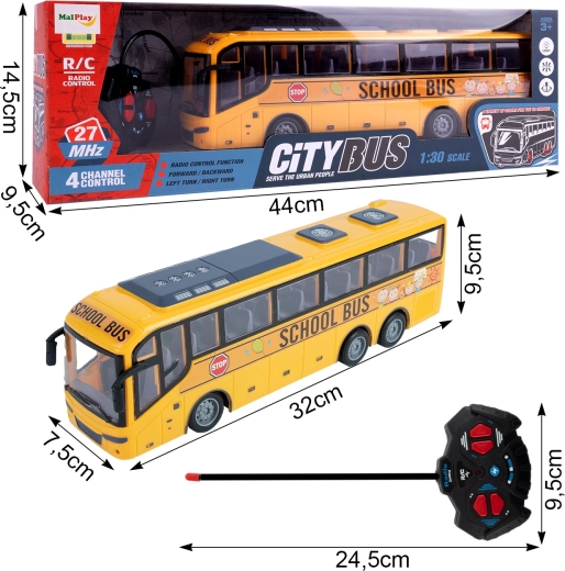 Remote-controlled city bus in 1:30 scale