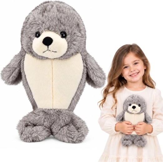 Plush Seal Cuddly Toy, Grey-White, 30 cm