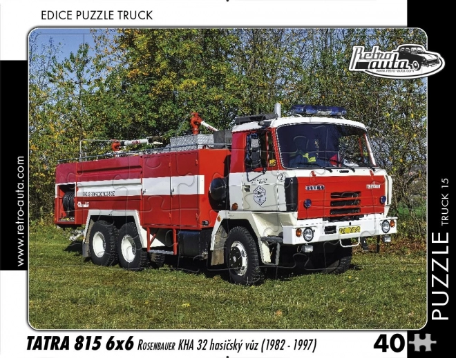 Retro Puzzle Cars Tatra 815 6x6 Rosenbauer KHA 32 Fire Truck 40 Pieces