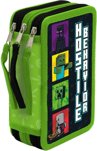 Minecraft Three-Compartment Fully Equipped Pencil Case – Hostile Behavior