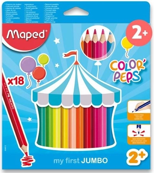 Триъгълни цветни моливи Jumbo Color'Peps от Maped, 18 бр.