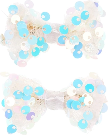 Souza! Tiki Hair Clips with Bows, White - 2 pcs