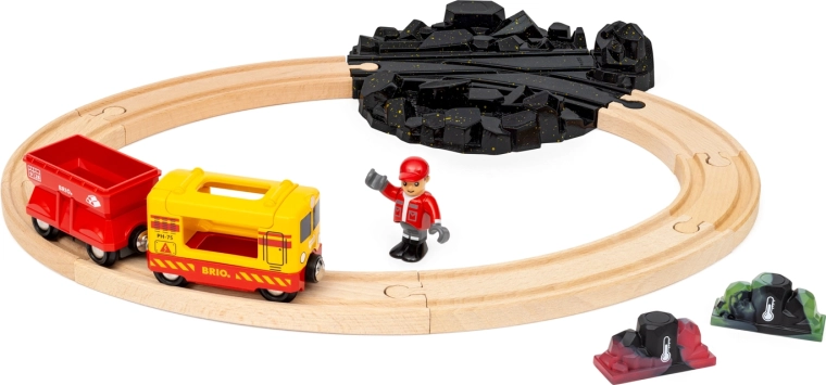 BRIO World railway set with color-changing gemstones and freight train