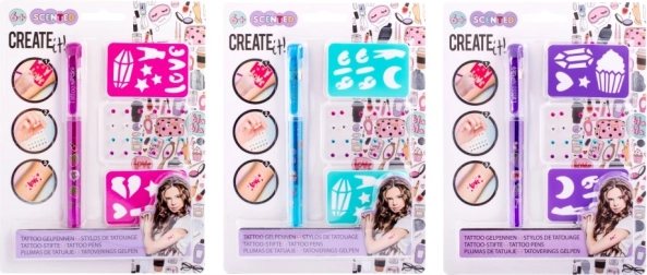 Комплект за татуировки CREATE IT! с ароматна гел химикалка и шаблони