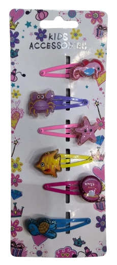 PINK set of hair clips – sea animals mix, 6 pcs