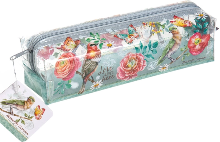 Transparent pencil or cosmetics case Argus Butterfly Garden - 1 piece