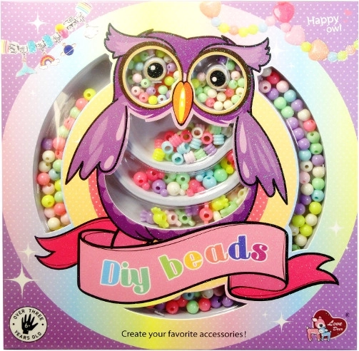 Beads for making bracelets in an owl-shaped box