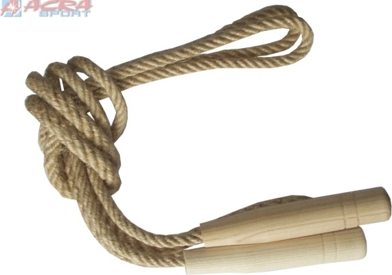 Acra jute conical jump rope 2.5 m with wooden handles