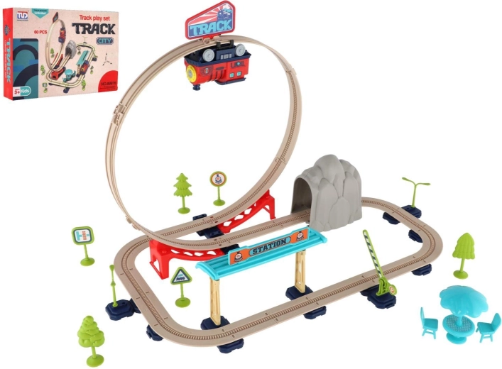 Train Track Set with Battery-Powered Train and Accessories (60 Pieces)