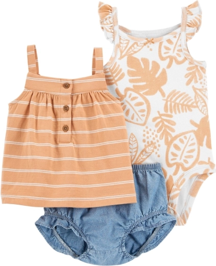 Carter's 3-piece baby set Brown Palm – sleeveless bodysuit, tank top and panties for a baby girl