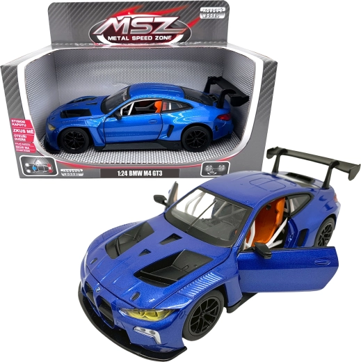 Метален модел 1:24 BMW M4 GT3 син със светлини и звуци